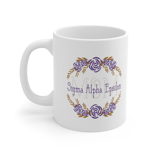 Sigma Alpha Epsilon Mom Floral Ceramic Coffee Cup, 11oz