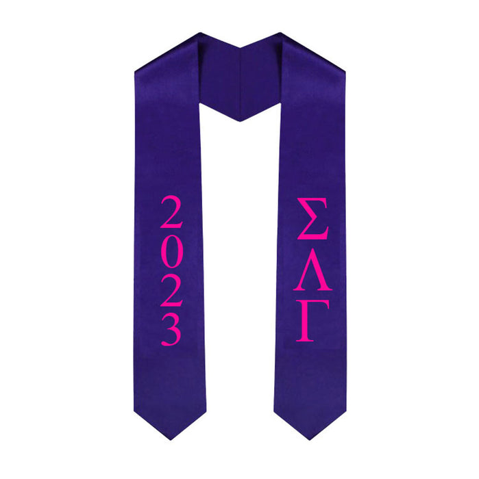 Sigma Lambda Gamma Vertical Grad Stole with Letters & Year