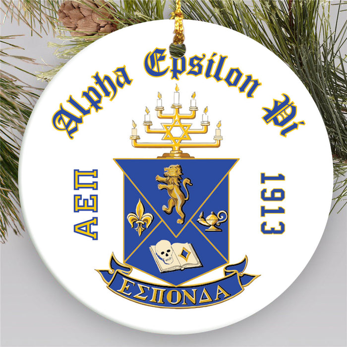 Alpha Espsilon Pi.jpg Round Crest Ornament