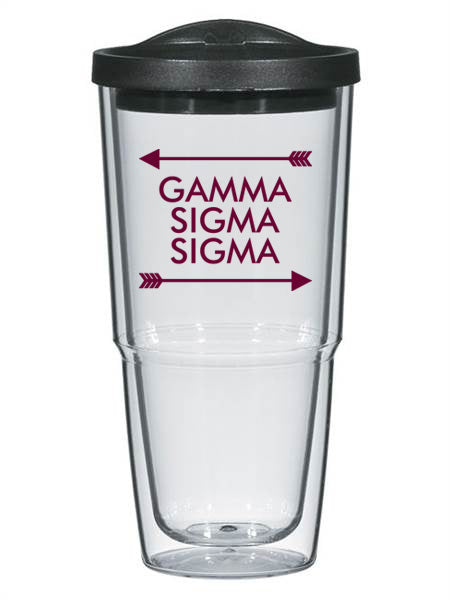 Gamma Sigma Sigma Arrow Top Bottom 24oz Tumbler with Lid