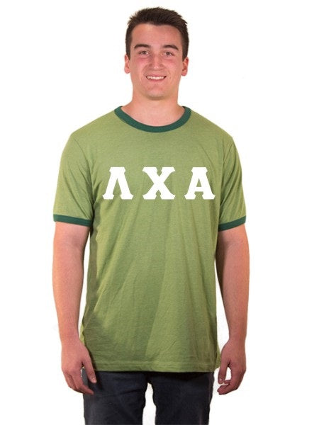 Lambda Chi Alpha Ringer Tee with Sewn-On Letters