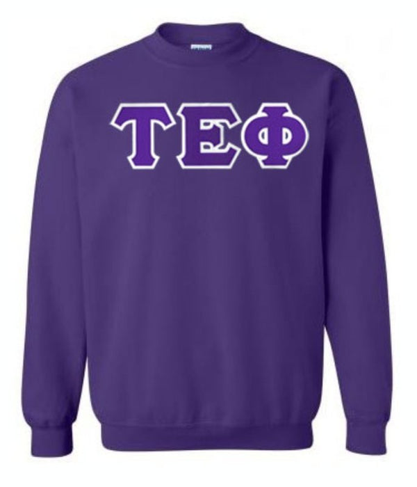 Tau Epsilon Phi Crewneck Sweatshirt with Sewn-On Letters