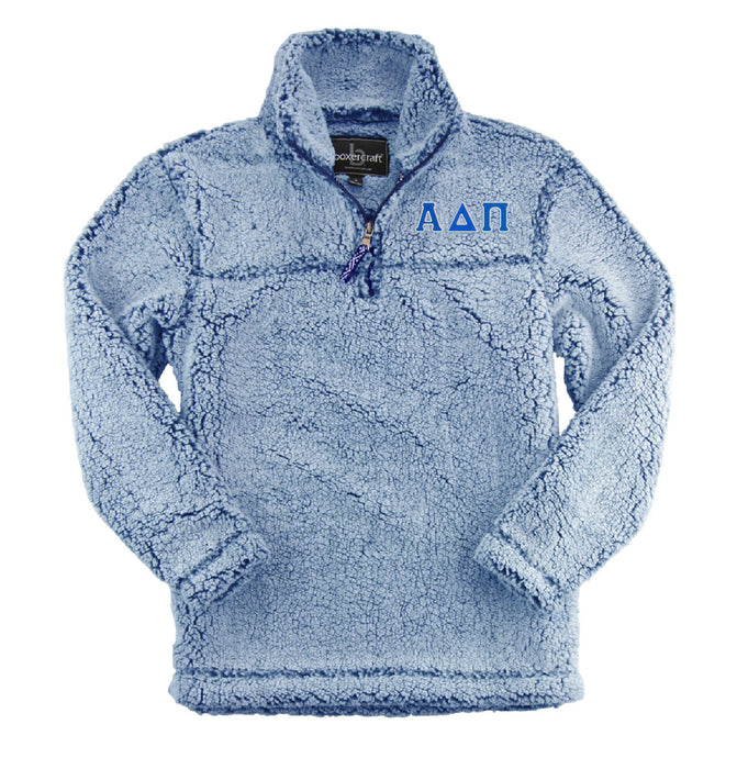 Alpha Delta Pi Embroidered Sherpa Quarter Zip Pullover