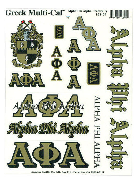 Alpha Phi Alpha Multi Greek Decal Sticker Sheet