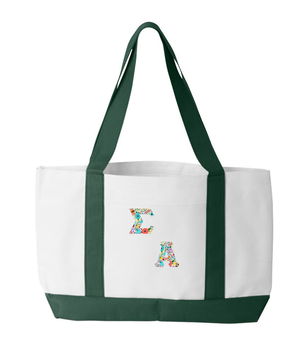 Sigma Alpha 2-Tone Boat Tote with Sewn-On Letters