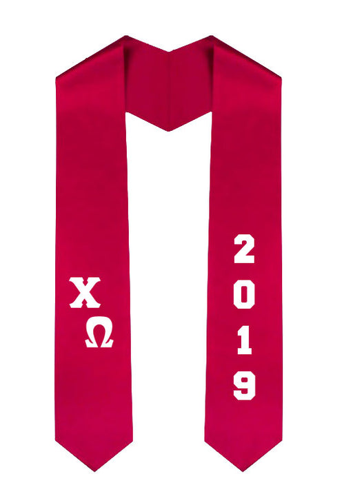 Chi Omega Slanted Grad Stole with Letters & Year