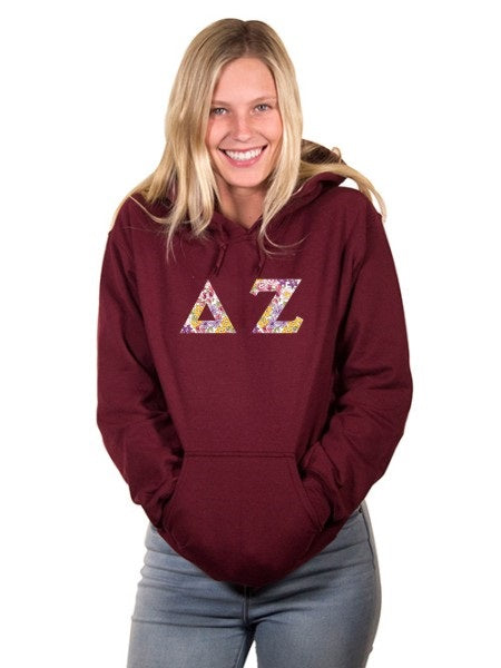 Delta Zeta Unisex Hooded Sweatshirt with Sewn-On Letters