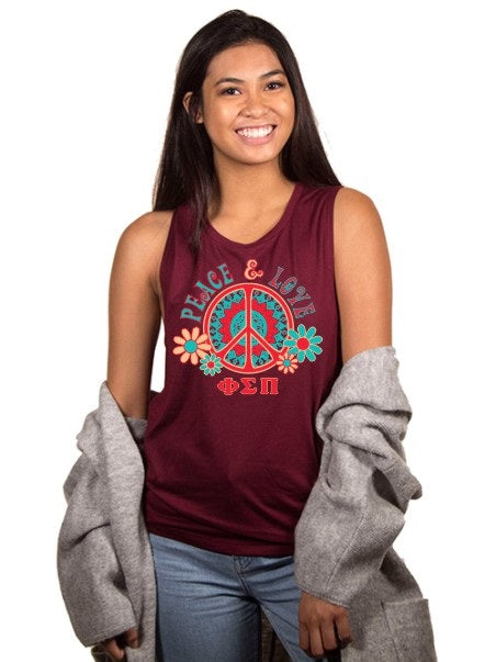 Phi Sigma Pi Peace Sign Flowy Muscle Tank