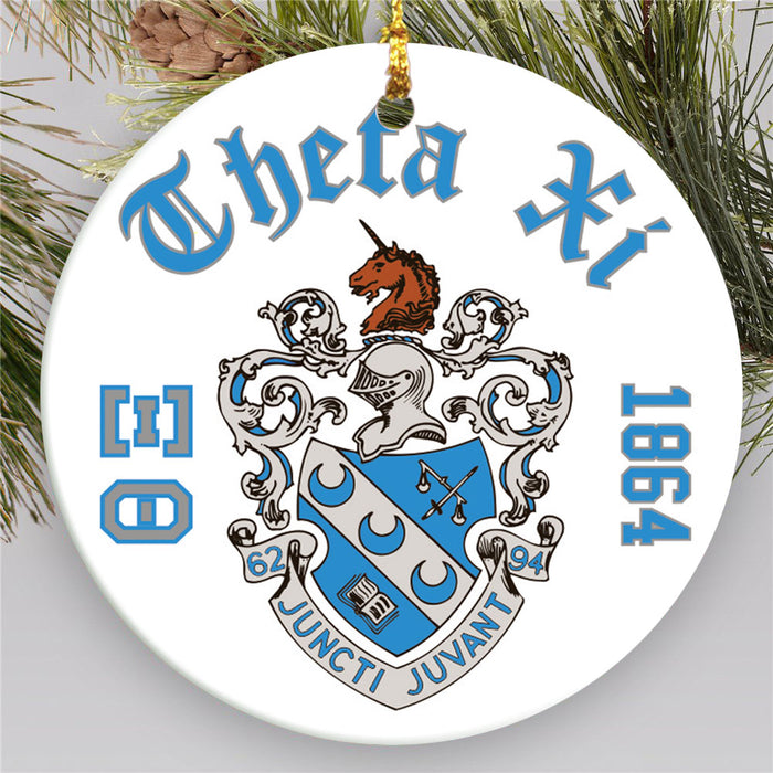 Theta Xi.jpg Round Crest Ornament