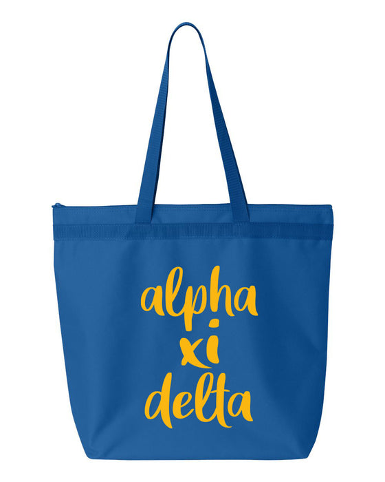 Alpha Xi Delta Cursive Tote Bag