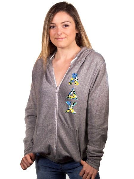 Unisex Full-Zip Hoodie with Sewn-On Letters