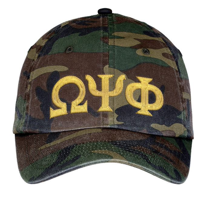 Omega Psi Phi Letters Embroidered Camouflage Hat