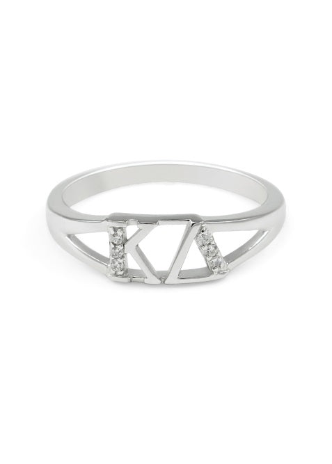 Kappa Delta Sterling Silver Ring with Lab Created Clear Diamond