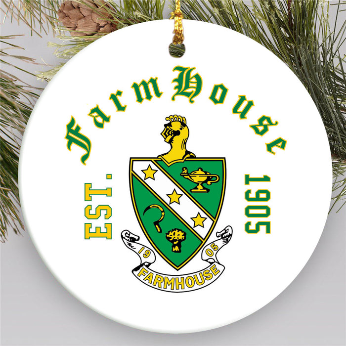 Farmhouse Round Crest Ornament