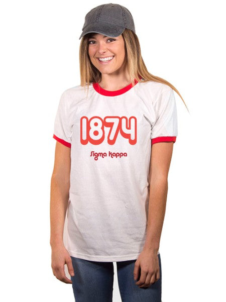 Sigma Kappa Year Established Ringer T-Shirt