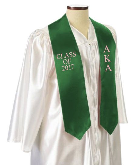 Alpha Kappa Alpha Classic Colors Embroidered Grad Stole