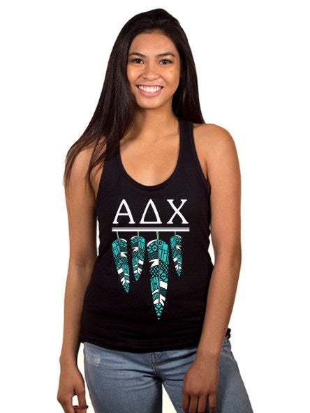 Alpha Delta Chi Tribal Feathers Poly-Cotton Tank
