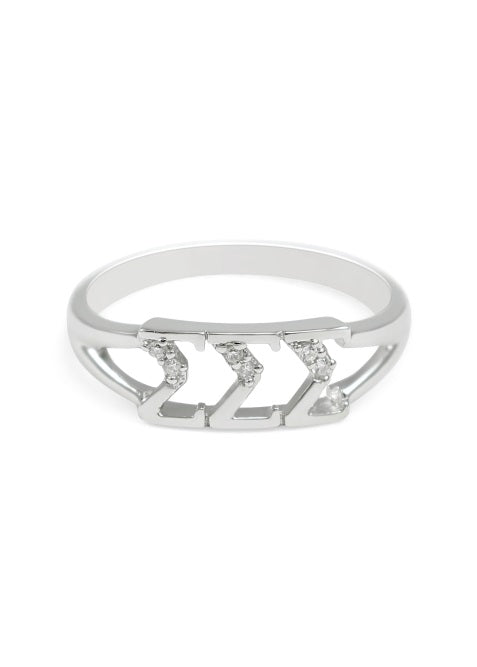 Sigma Sigma Sigma Sterling Silver Ring with Lab Created Clear Diamond
