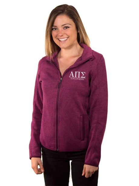 Alpha Pi Sigma Embroidered Ladies Sweater Fleece Jacket