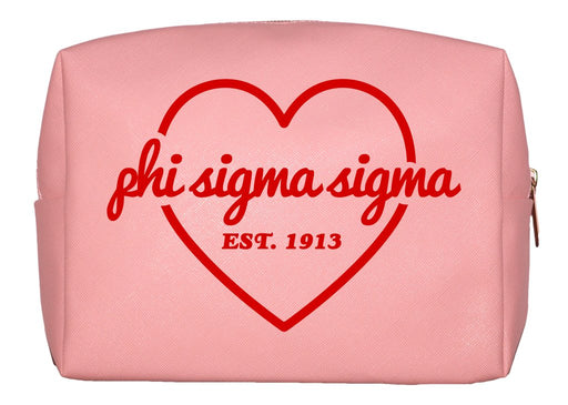 Phi Sigma Sigma Pink w/Red Heart Makeup Bag