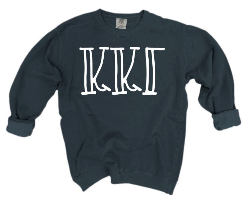 Kappa Kappa Gamma Comfort Colors Greek Letter Sorority Crewneck Sweatshirt
