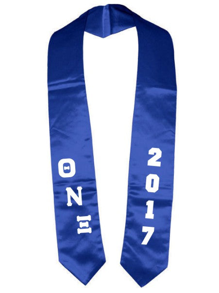 Theta Nu Xi Slanted Grad Stole with Letters & Year