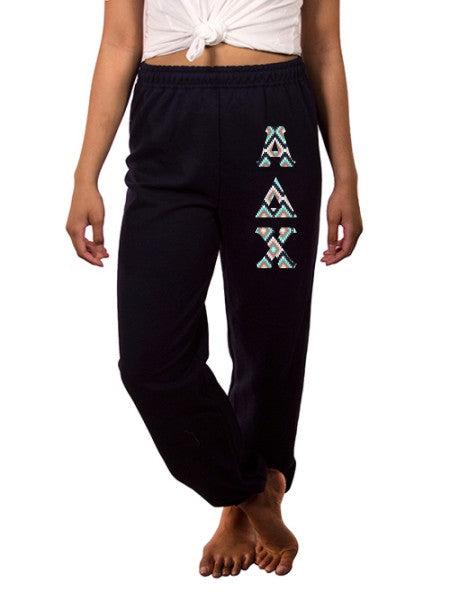 Alpha Delta Chi Sweatpants with Sewn-On Letters