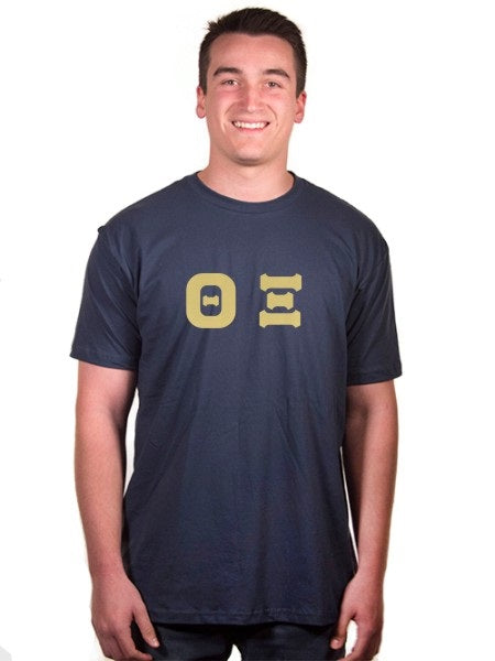 Theta Xi Short Sleeve Crew Shirt with Sewn-On Letters