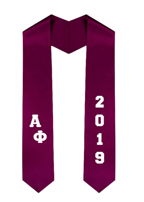 Alpha Phi Slanted Grad Stole with Letters & Year