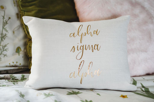 Alpha Sigma Alpha Gold Print Throw Pillow