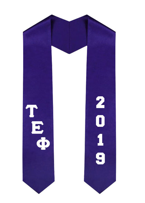 Tau Epsilon Phi Slanted Grad Stole with Letters & Year