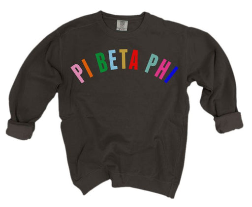 Pi Beta Phi Comfort Colors Over the Rainbow Sorority Sweatshirt