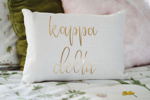 Kappa Delta Gold Print Throw Pillow