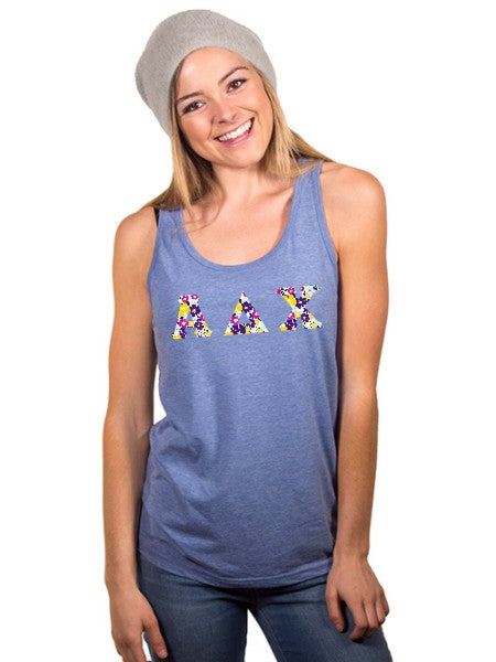 Sorority Unisex Tank Top with Sewn-On Letters