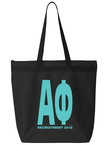 Alpha Phi Impact Letters Zippered Poly Tote