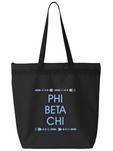 Phi Beta Chi Arrow Top Bottom Tote Bag