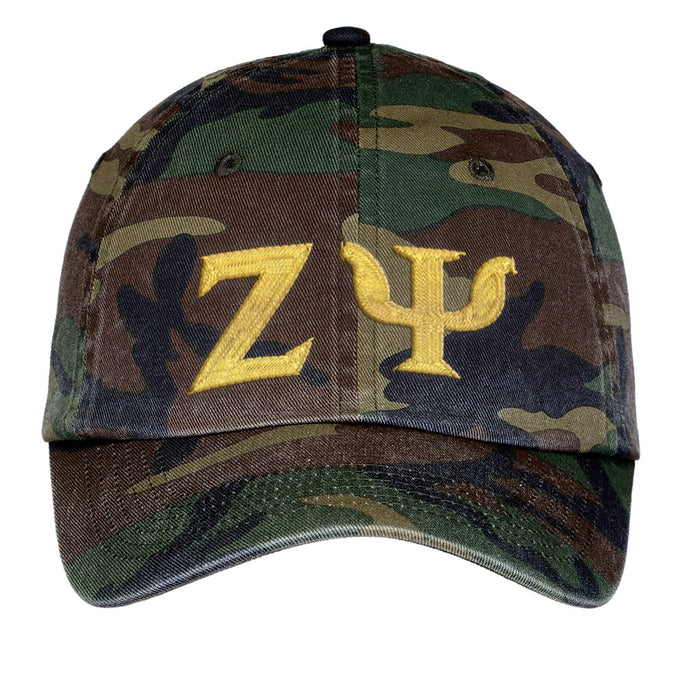 Zeta Psi Letters Embroidered Camouflage Hat