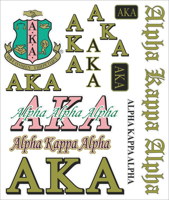 Alpha Kappa Alpha Multi Greek Decal Sticker Sheet