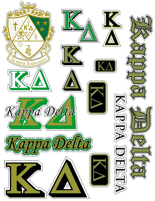 Kappa Delta Multi Greek Decal Sticker Sheet