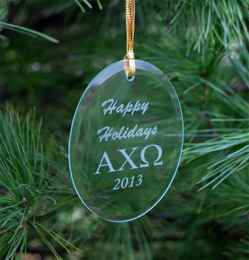 Fraternity Engraved Glass Ornament