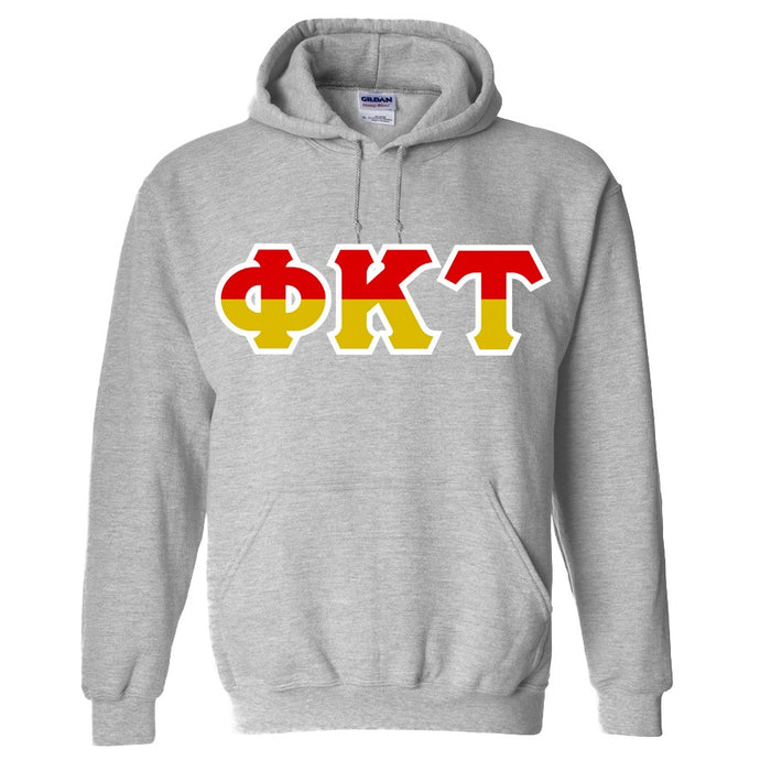 Phi Kappa Tau Two Toned Lettered Hooded Sweatshirt