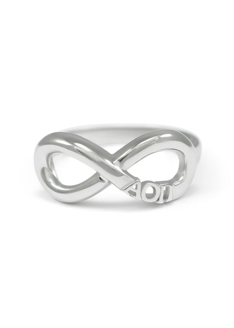 Alpha Omicron Pi Sterling Silver Infinity Ring
