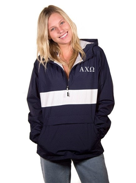 Alpha Chi Omega Embroidered Zipped Pocket Anorak