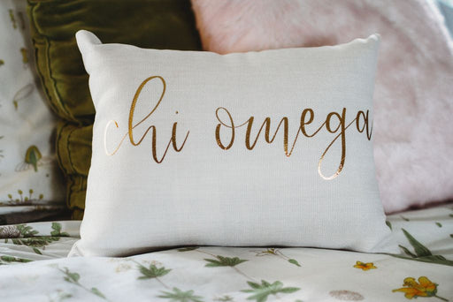 Chi Omega Gold Print Throw Pillow