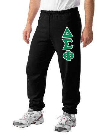 Delta Sigma Phi Sweatpants with Sewn-On Letters