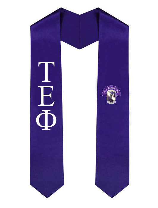 Tau Epsilon Phi Lettered Graduation Sash Stole with Crest
