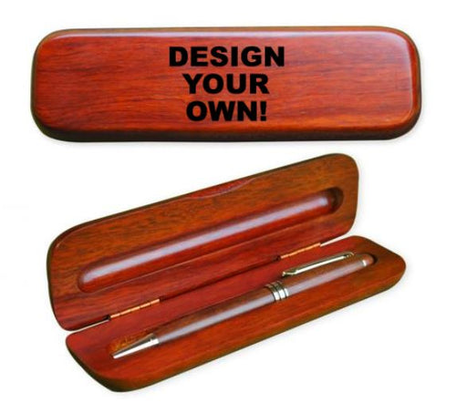 Acacia Custom Wooden Pen Case & Pen