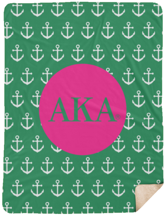 Alpha Kappa Alpha Anchor Sherpa Blanket 60x80 Alpha Kappa Alpha Anchor Sherpa Blanket - 60x80