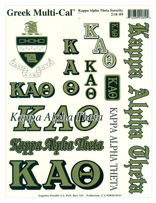 Kappa Alpha Theta Multi Greek Decal Sticker Sheet