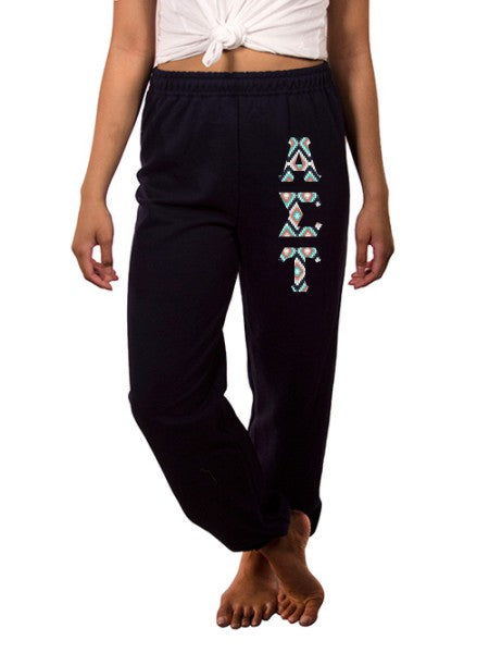 Alpha Sigma Tau Sweatpants with Sewn-On Letters